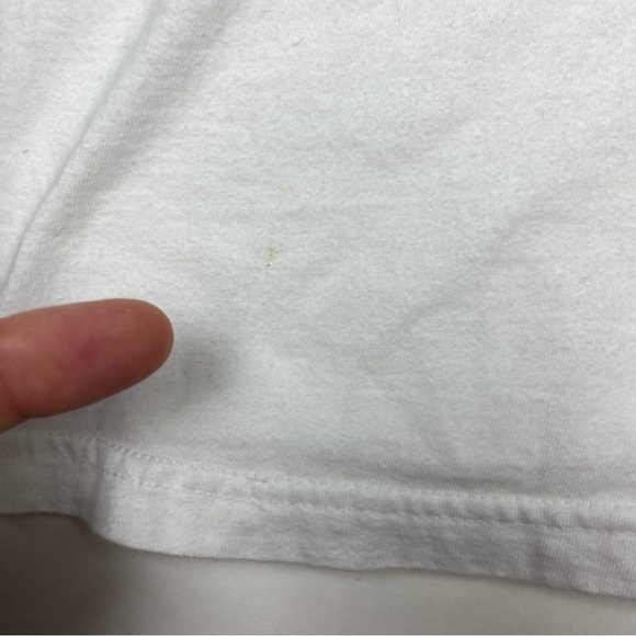 Columbia Men’s Medium T-Shirt White Logo Short Sleeve Cotton Outdoor Flaws - Picture 7 of 9